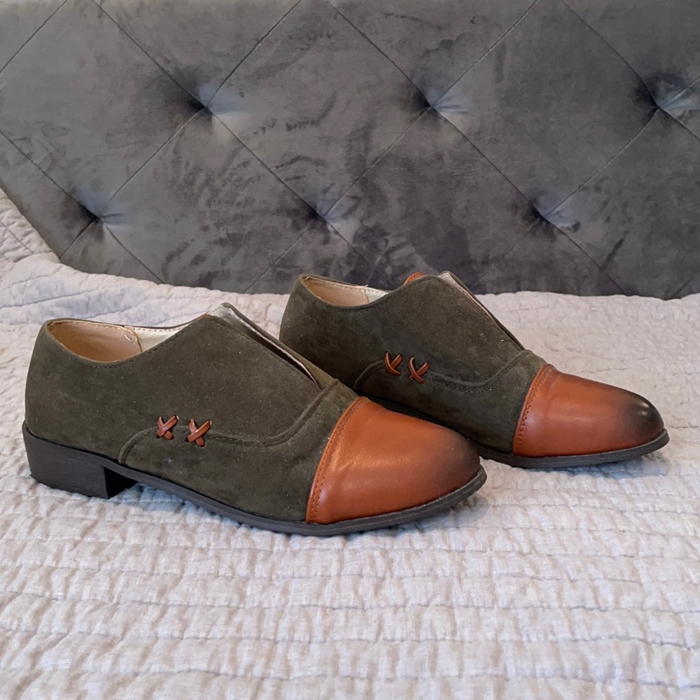 Suede slip on loafers